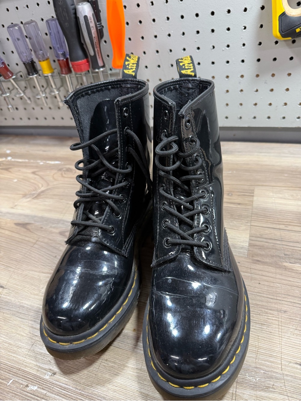 Dr. Martens Black Patent 8-Eye Lace-Up Boots